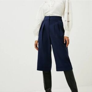 Karen Millen Lydia Crop Wide Leg Trouser Culottes Navy Womens Size 2 Petite New